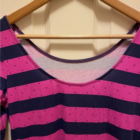 Lilly Pulitzer Scoop Neck Evelyn Dress Pink & Navy Stripes w/ Polka Dots Sz S - Picture 11 of 15